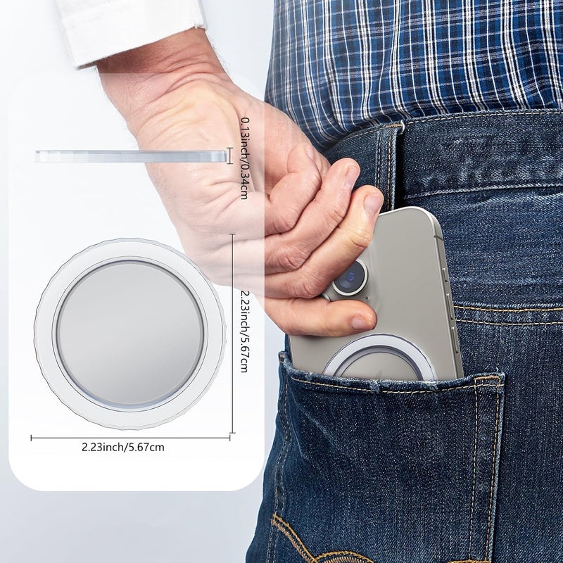 imluckies Magnetic Base Compatible with PopSocket Phone Grips and MagSafe iPhone Series Case, Removable Kindle/Phone Holder Base, Thin & Light Portable Plate, Matte Clear - Image 4